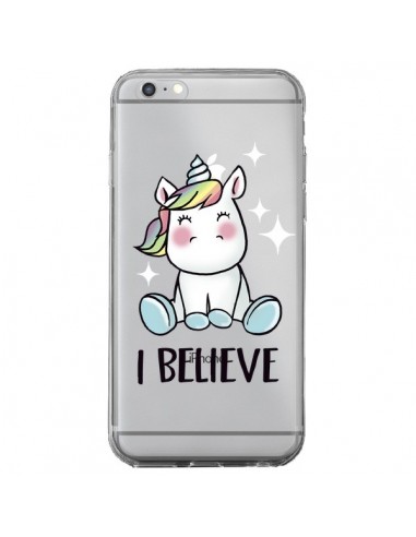 Coque iPhone 6 Plus et 6S Plus Licorne I Believe Transparente - Maryline Cazenave