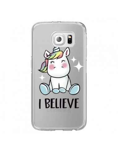 Coque Licorne I Believe Transparente pour Samsung Galaxy S6 Edge - Maryline Cazenave