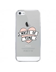 Coque iPhone 5/5S et SE Waste Of Time Transparente -...