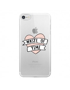 Coque iPhone 7/8 et SE 2020 Waste Of Time Transparente -...