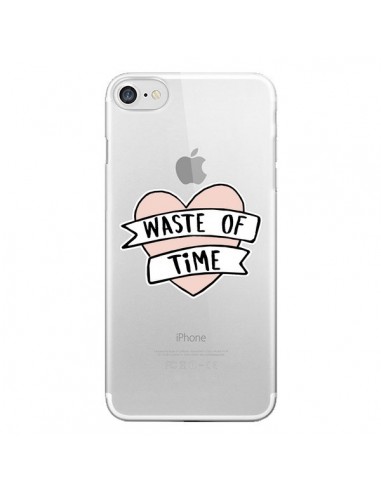 Coque iPhone 7/8 et SE 2020 Waste Of Time Transparente - Maryline Cazenave