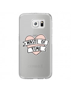 Coque Waste Of Time Transparente pour Samsung Galaxy S6...