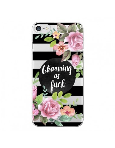 Coque iPhone 7/8 et SE 2020 Charming as Fuck Fleurs Transparente - Maryline Cazenave