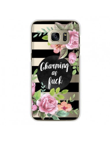 Coque Charming as Fuck Fleurs Transparente pour Samsung Galaxy S7 Edge - Maryline Cazenave