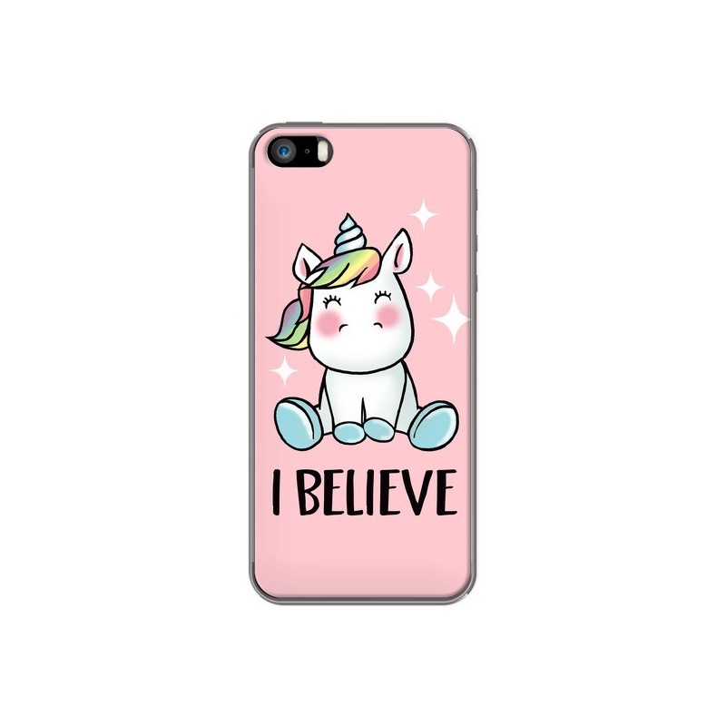 Coque iPhone 5/5S et SE Licorne I Believe - Maryline Cazenave