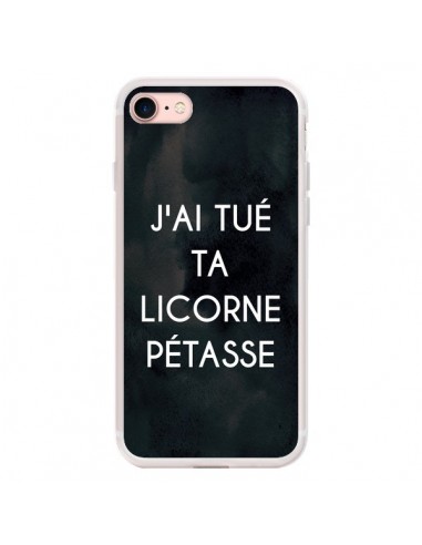 Coque iPhone 7/8 et SE 2020 J'ai tué ta Licorne Pétasse - Maryline Cazenave