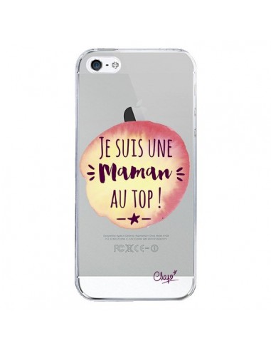 Coque iPhone 5/5S et SE Je suis une Maman au Top Orange Transparente - Chapo