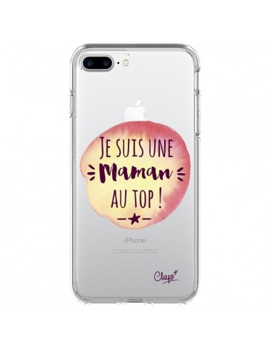 Coque iPhone 7 Plus et 8 Plus Je suis une Maman au Top Orange Transparente - Chapo