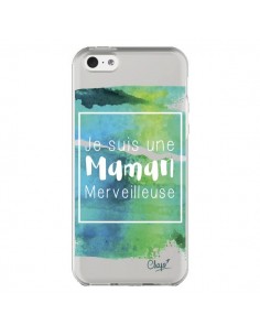 Coque iPhone 5C Je suis une Maman Merveilleuse Bleu Vert...