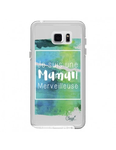 Coque Je suis une Maman Merveilleuse Bleu Vert Transparente pour Samsung Galaxy Note 5 - Chapo