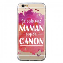 Coque iPhone 6 et 6S Je suis une Maman super Canon Rose...