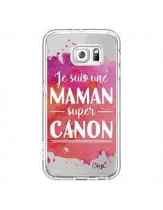 Coque Je suis une Maman super Canon Rose Transparente...