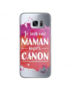 Coque Je suis une Maman super Canon Rose Transparente...