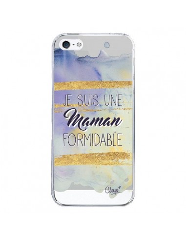 Coque iPhone 5/5S et SE Je suis une Maman Formidable Violet Transparente - Chapo