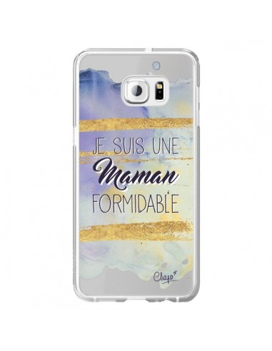 Coque Je suis une Maman Formidable Violet Transparente pour Samsung Galaxy S6 Edge Plus - Chapo