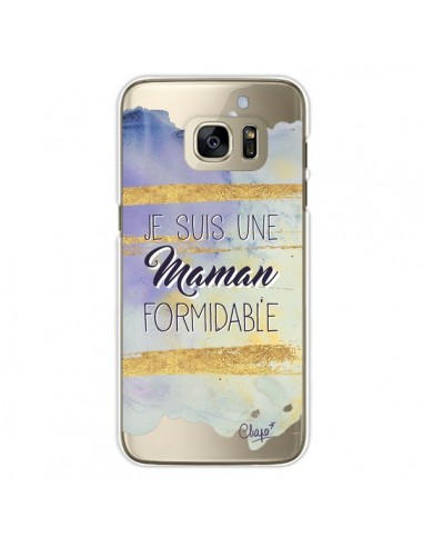 Coque Je suis une Maman Formidable Violet Transparente pour Samsung Galaxy S7 Edge - Chapo