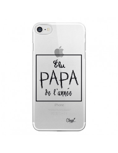 Coque iPhone 7/8 et SE 2020 Elu Papa de l'Année Transparente - Chapo
