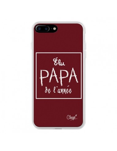 Coque iPhone 7 Plus et 8 Plus Elu Papa de l'Année Rouge Bordeaux - Chapo