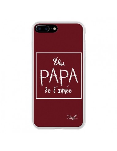 Coque iPhone 7 Plus et 8 Plus Elu Papa de l'Année Rouge Bordeaux - Chapo