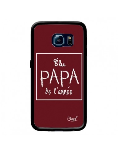 Coque Elu Papa de l'Année Rouge Bordeaux pour Samsung Galaxy S6 Edge - Chapo