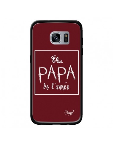 Coque Elu Papa de l'Année Rouge Bordeaux pour Samsung Galaxy S7 - Chapo