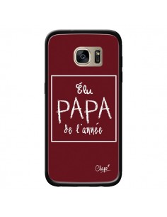 Coque Elu Papa de l'Année Rouge Bordeaux pour Samsung...