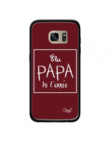 Coque Elu Papa de l'Année Rouge Bordeaux pour Samsung Galaxy S7 Edge - Chapo