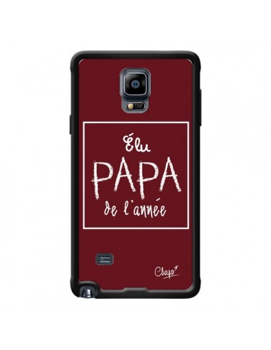 Coque Elu Papa de l'Année Rouge Bordeaux pour Samsung Galaxy Note 4 - Chapo