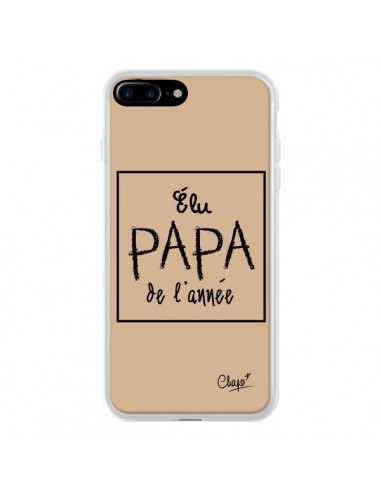 Coque iPhone 7 Plus et 8 Plus Elu Papa de l'Année Beige - Chapo