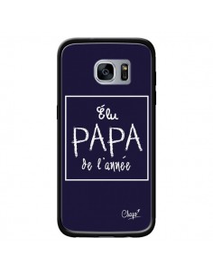 Coque Elu Papa de l'Année Bleu Marine pour Samsung Galaxy...