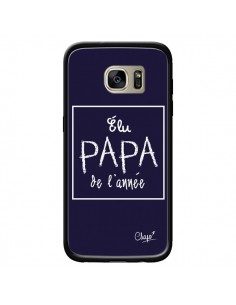 Coque Elu Papa de l'Année Bleu Marine pour Samsung Galaxy...