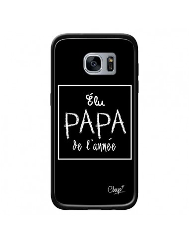 Coque Elu Papa de l'Année Noir pour Samsung Galaxy S7 - Chapo