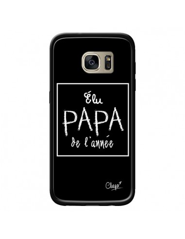 Coque Elu Papa de l'Année Noir pour Samsung Galaxy S7 Edge - Chapo