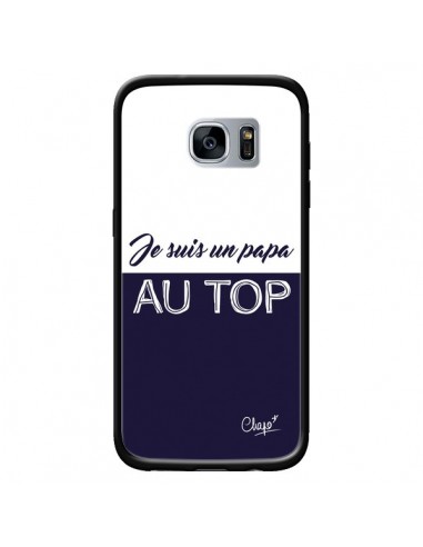 Coque Je suis un Papa au Top Bleu Marine pour Samsung Galaxy S7 - Chapo