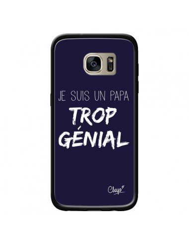 Coque Je suis un Papa trop Génial Bleu Marine pour Samsung Galaxy S7 Edge - Chapo