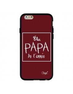 Coque iPhone 6 et 6S Elu Papa de l'Année Rouge Bordeaux -...