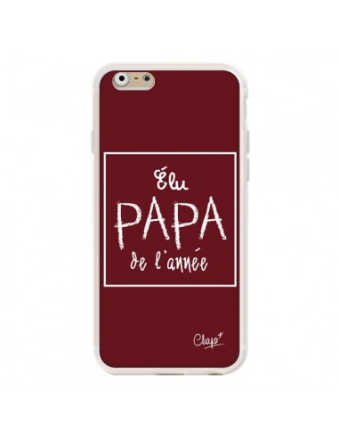 Coque iPhone 6 et 6S Elu Papa de l'Année Rouge Bordeaux - Chapo