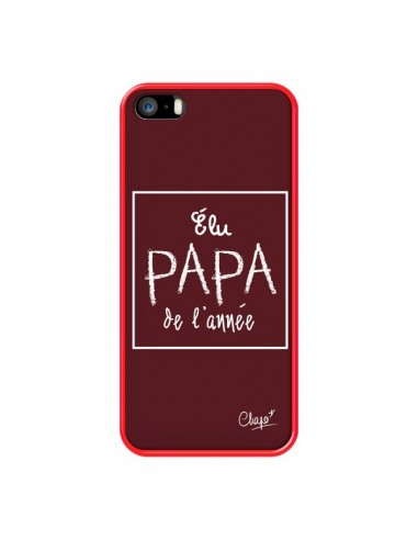 Coque iPhone 5/5S et SE Elu Papa de l'Année Rouge Bordeaux - Chapo