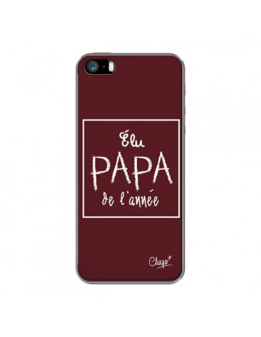 Coque iPhone 5/5S et SE Elu Papa de l'Année Rouge Bordeaux - Chapo