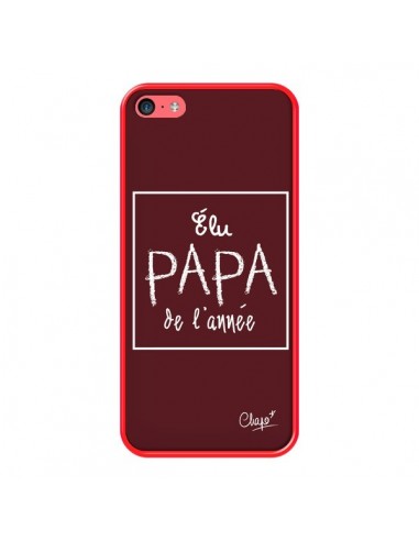 Coque iPhone 5C Elu Papa de l'Année Rouge Bordeaux - Chapo