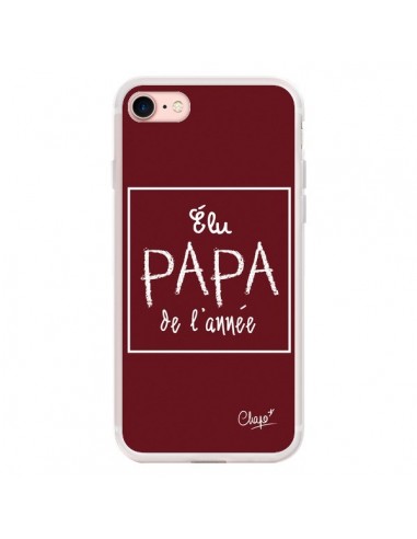 Coque iPhone 7/8 et SE 2020 Elu Papa de l'Année Rouge Bordeaux - Chapo