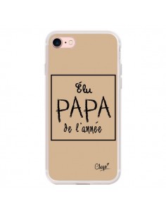 Coque iPhone 7/8 et SE 2020 Elu Papa de l'Année Beige -...