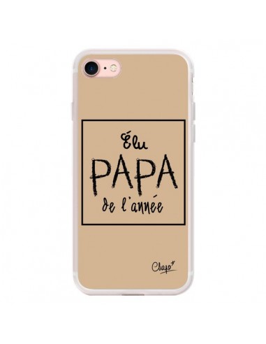 Coque iPhone 7/8 et SE 2020 Elu Papa de l'Année Beige - Chapo