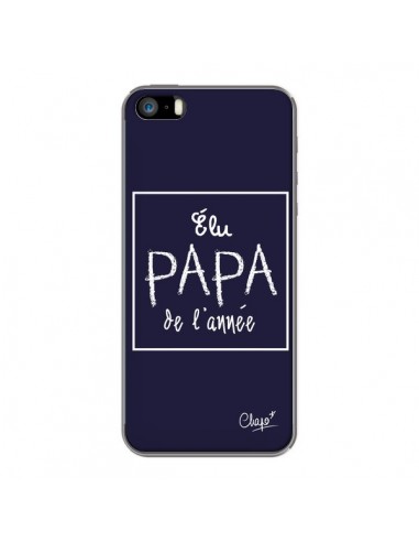 Coque iPhone 5/5S et SE Elu Papa de l'Année Bleu Marine - Chapo