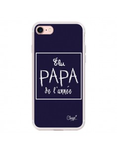 Coque iPhone 7/8 et SE 2020 Elu Papa de l'Année Bleu...