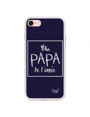 Coque iPhone 7/8 et SE 2020 Elu Papa de l'Année Bleu Marine - Chapo