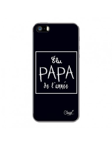 Coque iPhone 5/5S et SE Elu Papa de l'Année Noir - Chapo