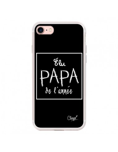 Coque iPhone 7/8 et SE 2020 Elu Papa de l'Année Noir - Chapo