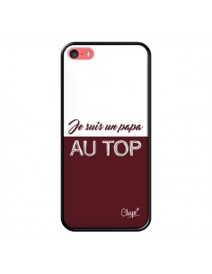 Coque iPhone 5C Je suis un Papa au Top Rouge Bordeaux -...