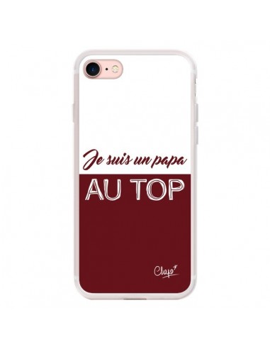 Coque iPhone 7/8 et SE 2020 Je suis un Papa au Top Rouge Bordeaux - Chapo